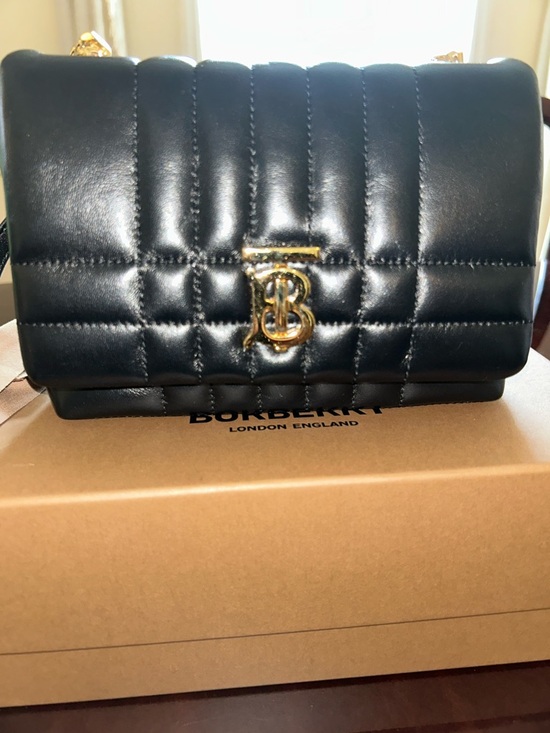 Burberry Handbags - Burberry Black Quilted Leather TB Logo Shoulder Bag with Gold Hardware